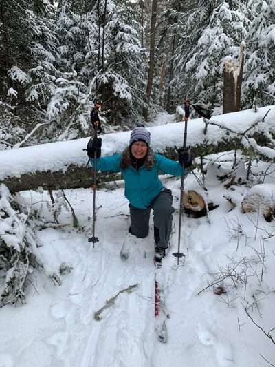 Savoring the first ski, despite the downed trees