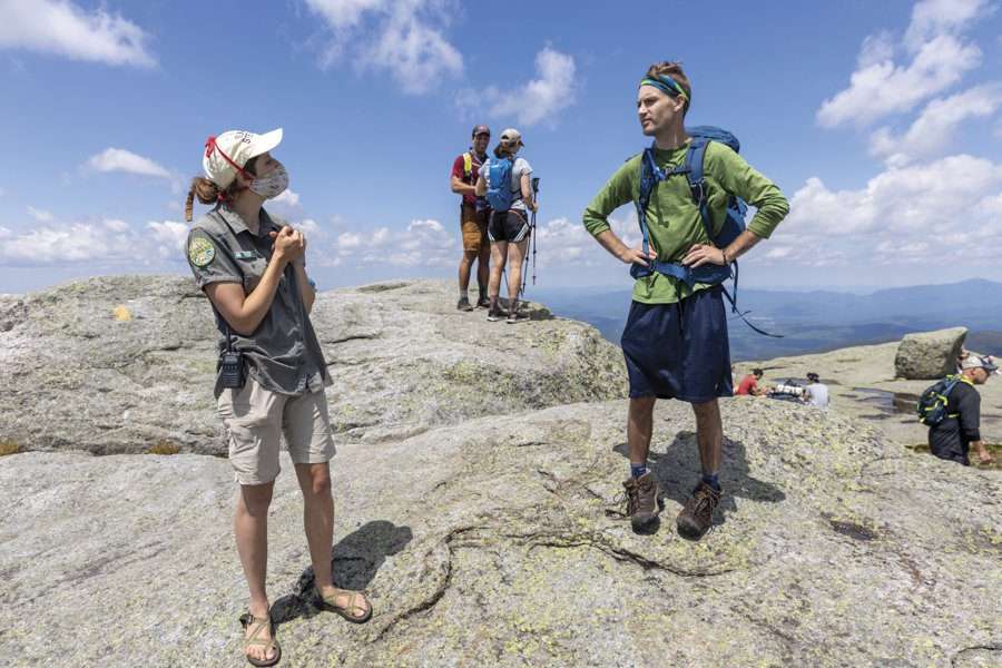 Kayla White, Adirondack Mountain Club stewardship manager on Mount Marcy.