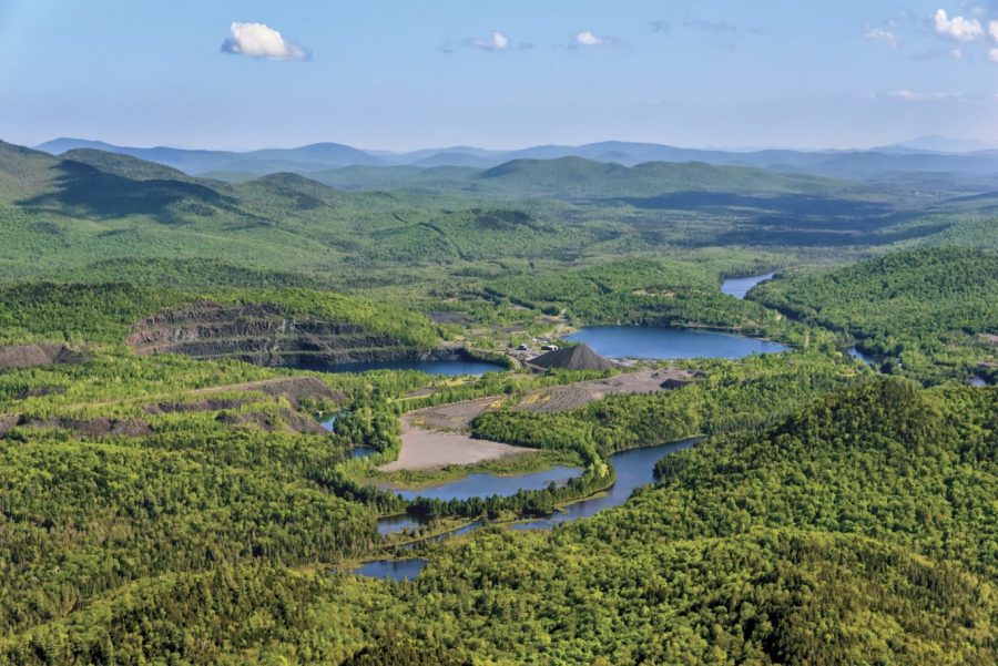 tahawus rail line and mine aerial shot