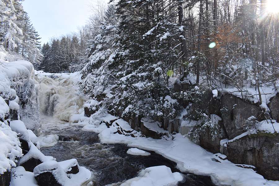 rainbow falls in winter