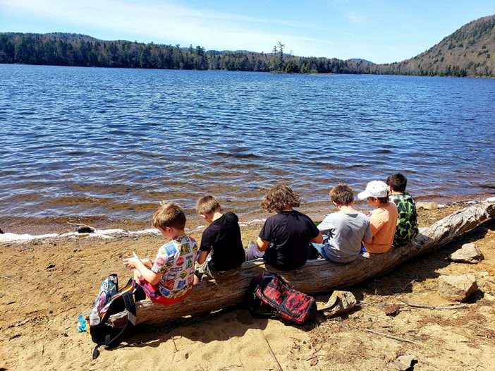 kids at moss lake outside of old forge