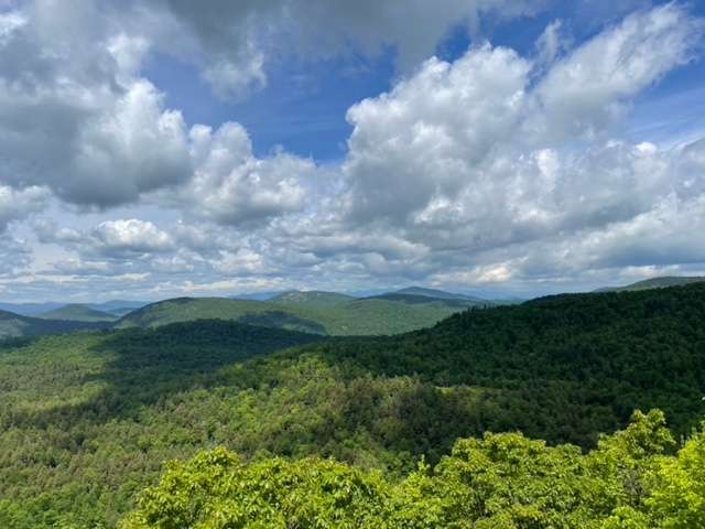 View to the northwest from fire tower on Swede Mountain in Hague.