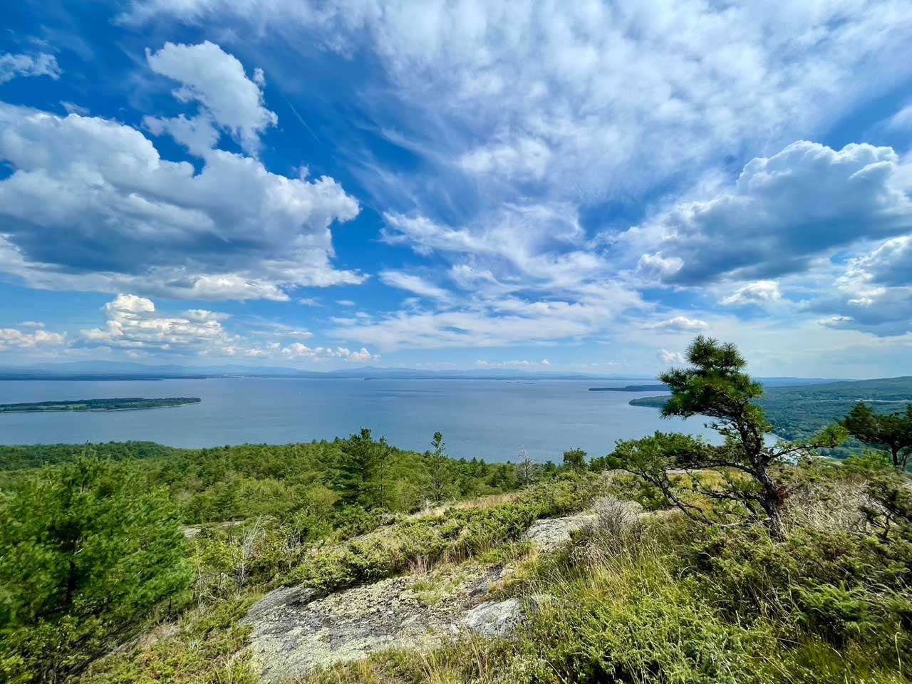 Southerly view of Lake Champlain and, in the distance, Willsboro Point.