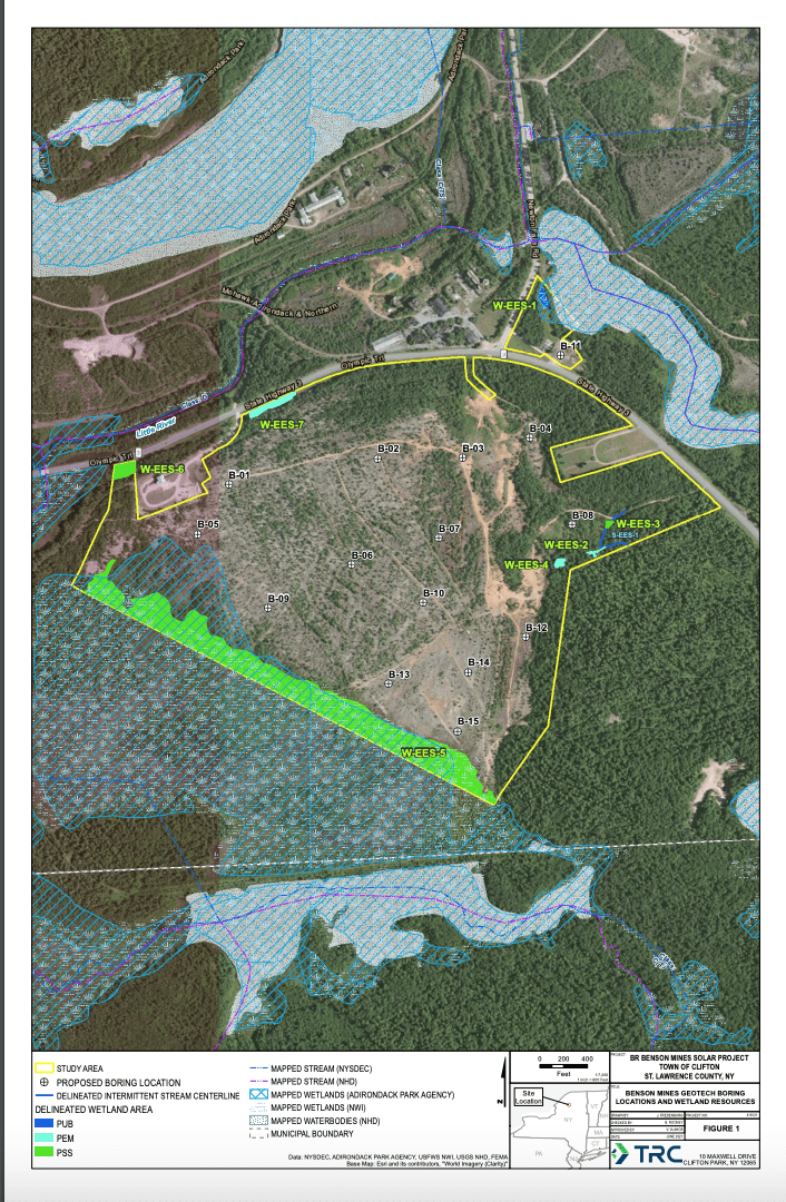 Google earth map of Benson Mines solar project