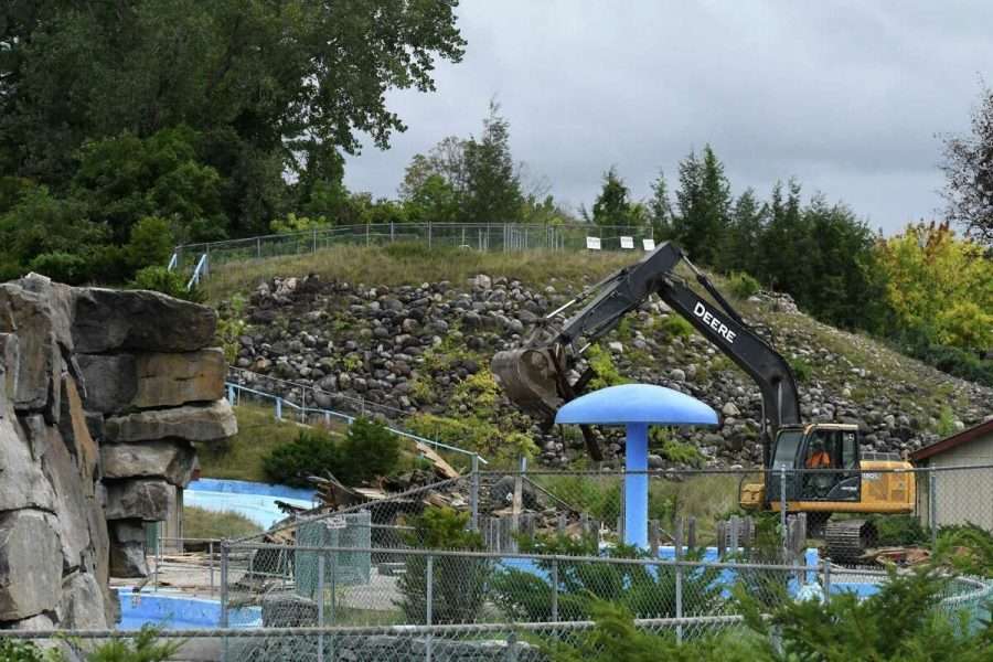 The former Water Slide World Route 9 is under demolition for construction of a planned mixed-use development on Tuesday, Sept. 20, 2022, in Lake George Village, N.Y.Will Waldron/Times Union