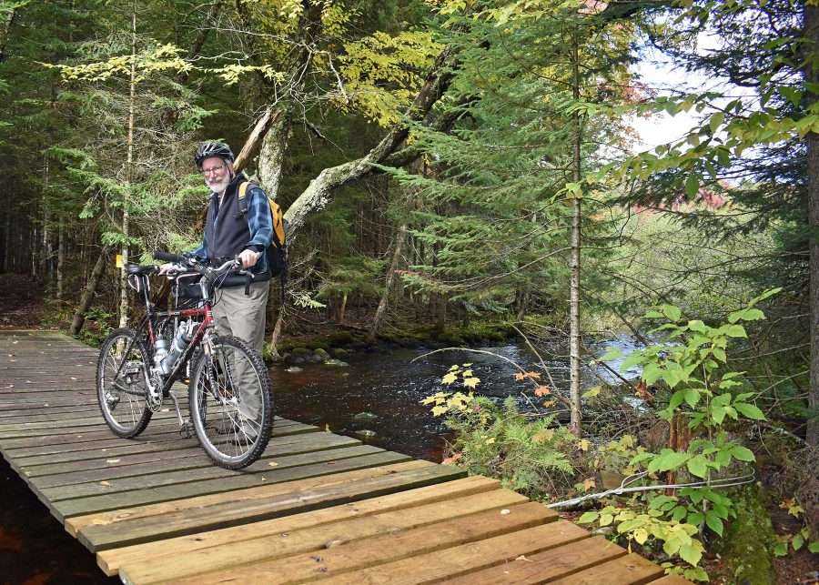 The bridge across “Brook Brandy” along the Brandy Brook Flow Trail, part of the Cranberry Lake 50 just north of where it meets Cranberry Lake, about three miles south of Route 3.