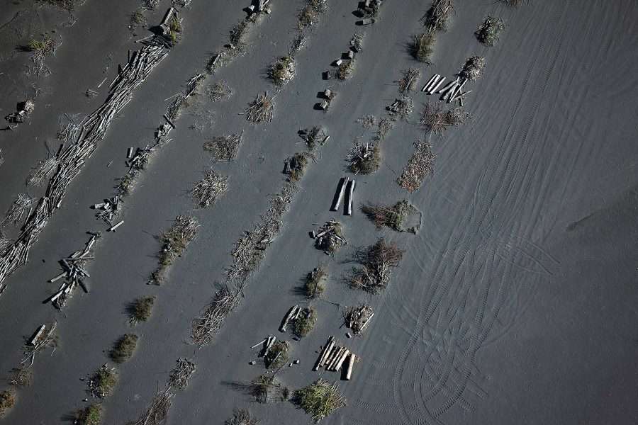 aerial shot of tailings at Tahawus