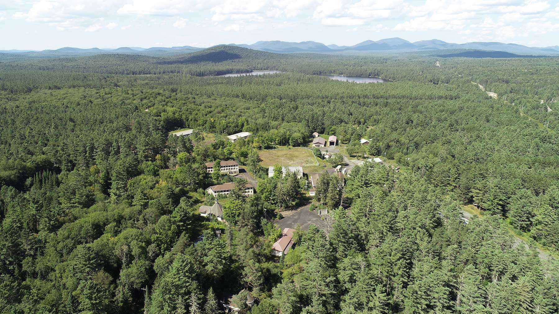 Aerial shot of the Camp Gabriels closed prison in the Adirondack Park