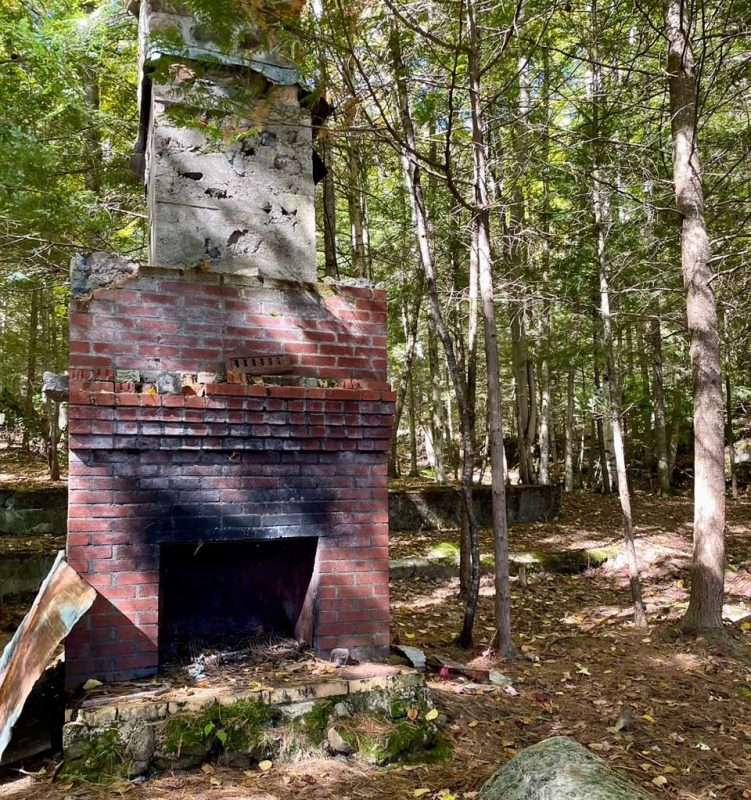 The edge of Moose Pond lake includes an old chimney - and a mystery.