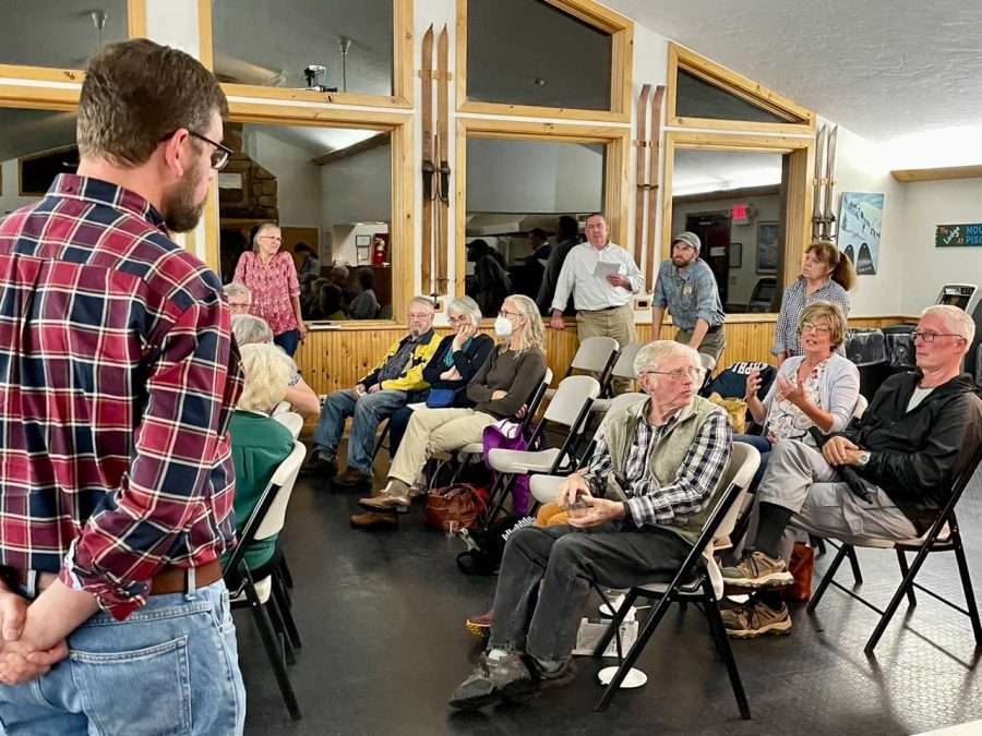 ALT Conservation Program Director Chris Jage listens to citizen comment at a public hearing over Glenview’s future.