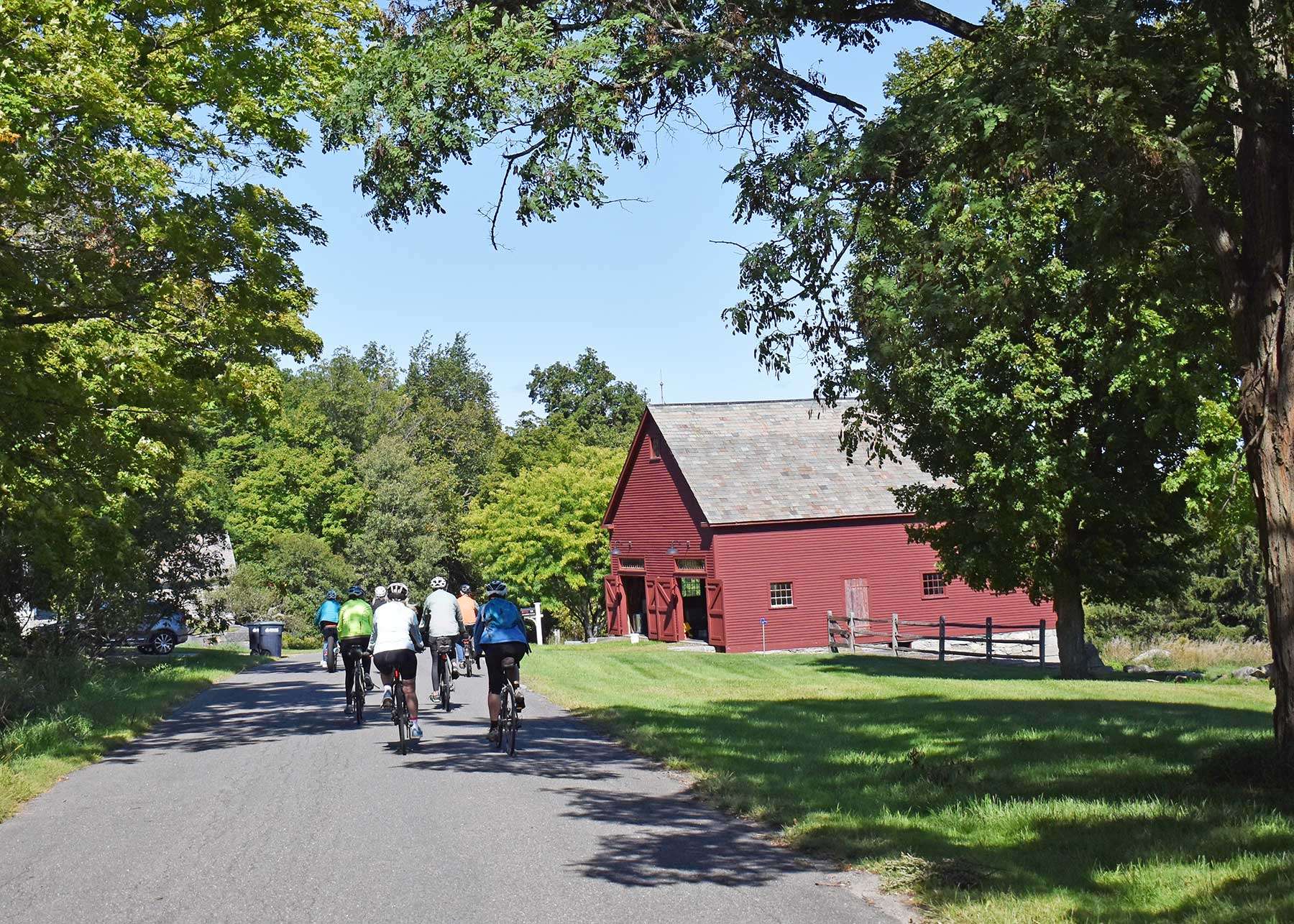 biking on a historic tour in Whallonsburg and Essex