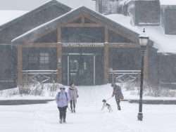 paul smiths college exterior shot on snowy day