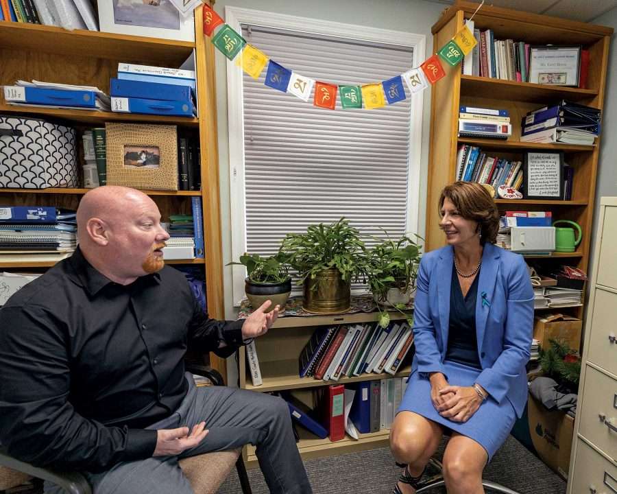 Tom Bull, a personal development trainer and positive culture consultant, and 
Terri Morse, director of Essex County Mental Health and Community Services, meet in 
Elizabethtown. 