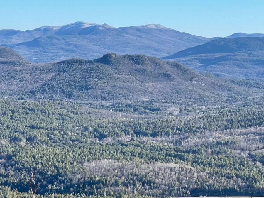 View from Flume Knob of Winch Mountain, foreground with Jay and Saddleback behind.
