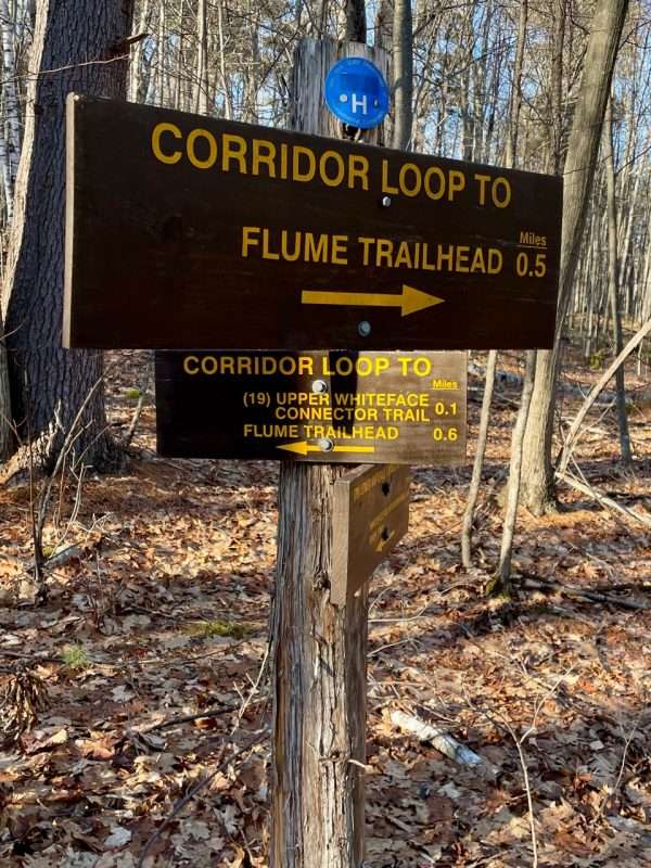 The Flume Knob Trail sign