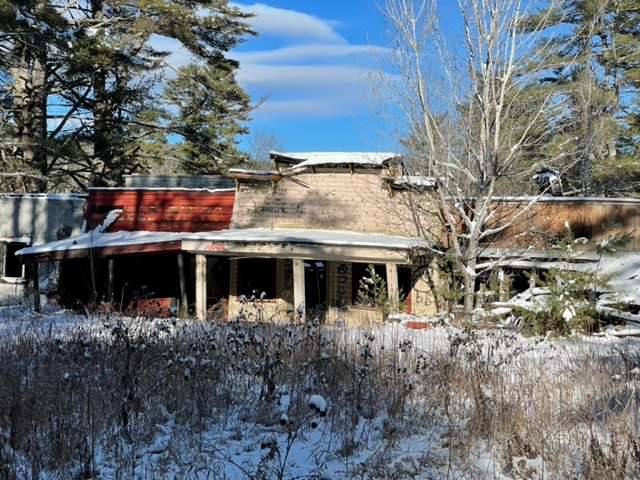 Some buildings in the old theme park are too far gone to save.