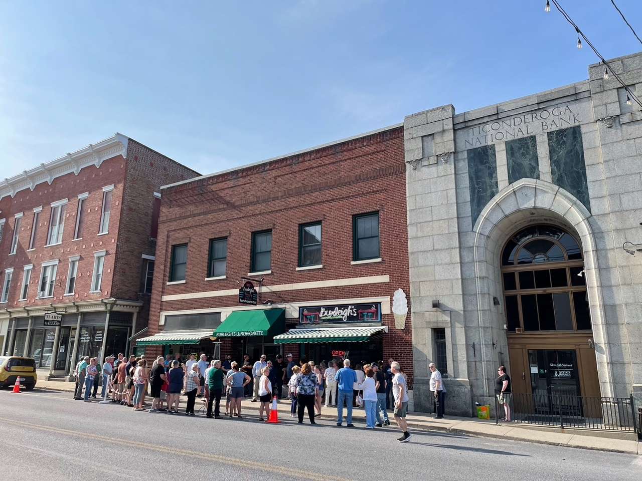 Downtown Ticonderoga at the grand opening of the Burleigh’s Luncheonette renovation.