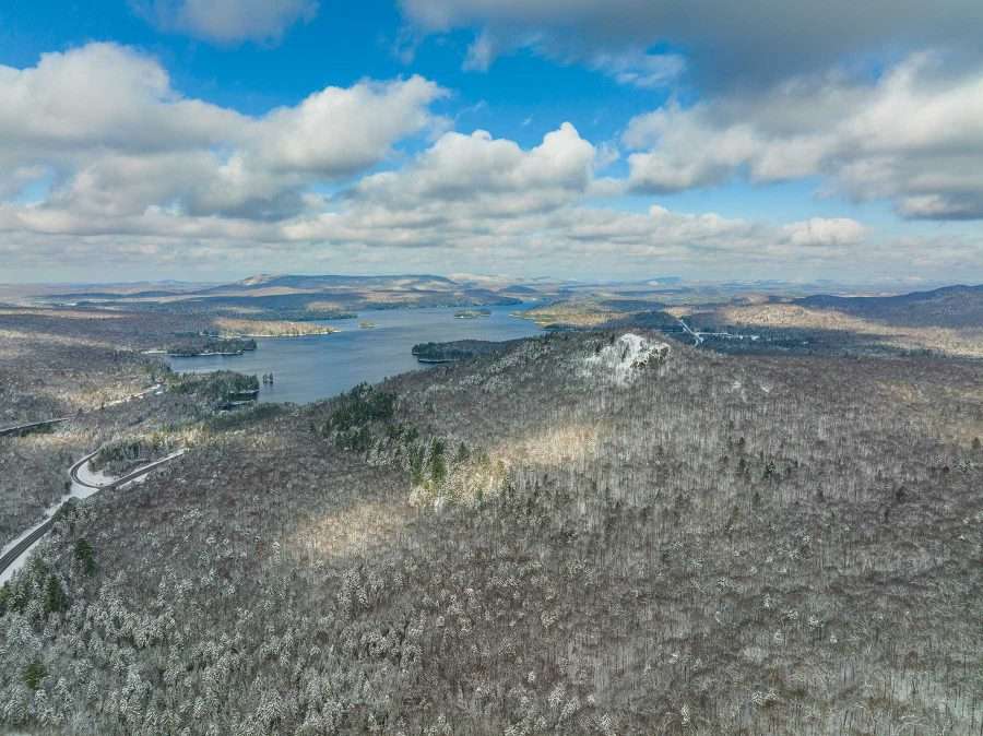 Goodman Mountain seen from above in an aerial shot