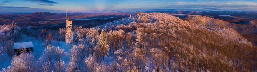 Mount Arab's firetower, as seen from the air in this aerial photo