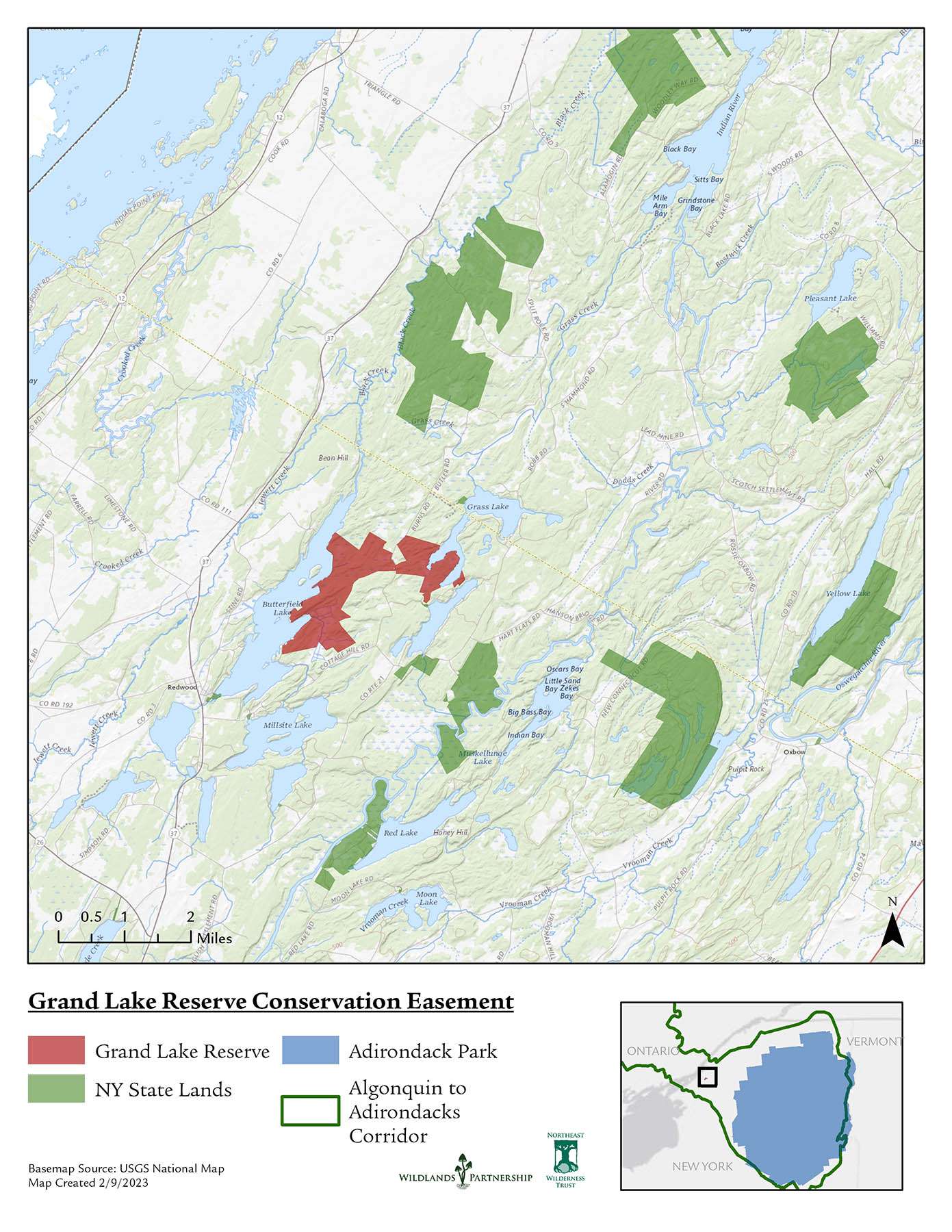 A map of the Grand Lake Reserve courtesy of Northeast Wilderness Trust.