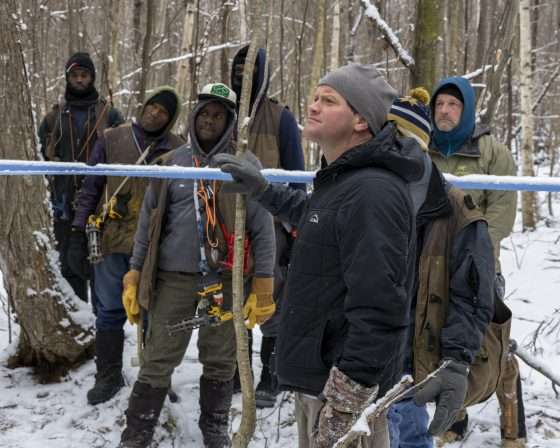 New Leaf Tree Syrups co-founder Michael Farrell works in the field in January. New Leaf not only taps maple trees but also birch and beech trees. Photo by Mike Lynchf