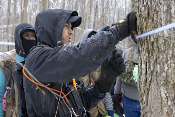 Woodlands Manager Dan Tanski gives a demonstration to the crew during training in early January. Photo. by Mike Lynch