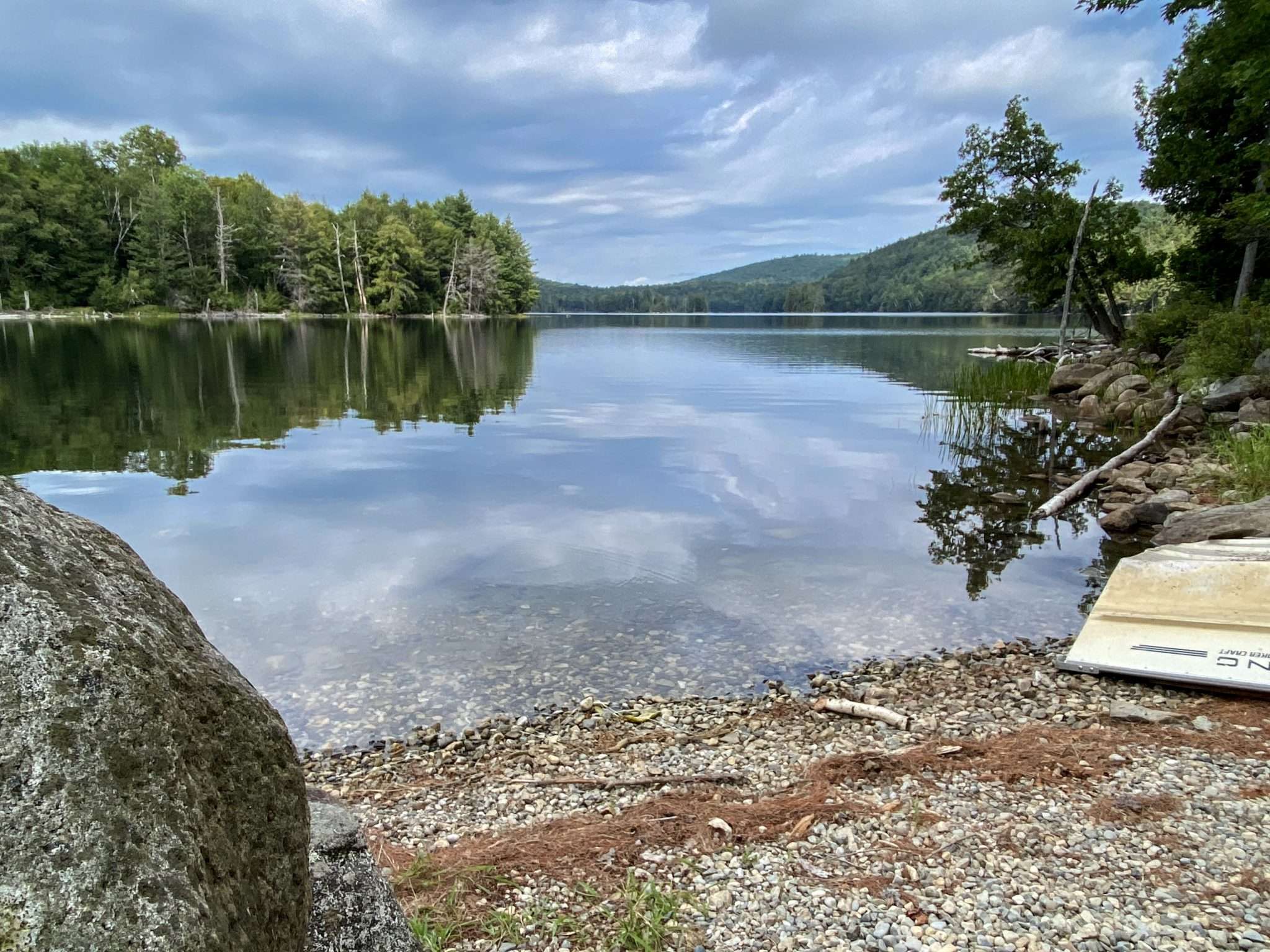 Crossett Lake is seen on a cloudy day.