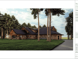 A rendering shows a lodge proposed as part of Kampgrounds of America and Terramor Outdoor Resort's Adirondacks project.