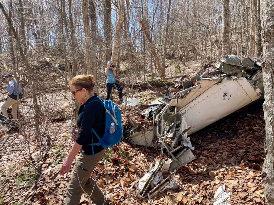 plane wreckage in the woods
