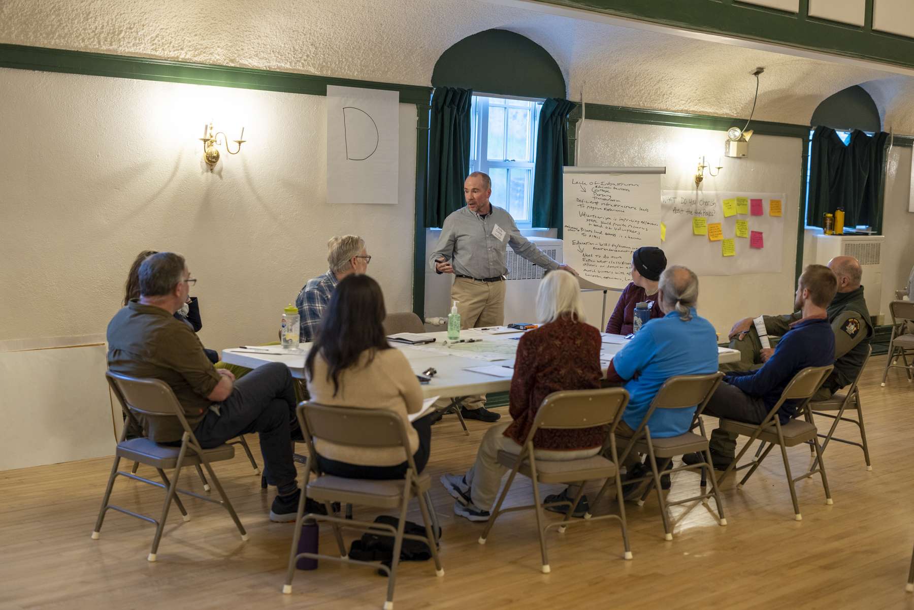 Rob Daley, of the DEC, solicits input from members of the public at the High Peaks visitor management meeting in Saranac Lake. Photo by Mike Lynch