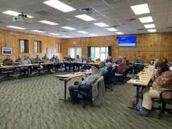 A conference room full of members of the Adirondack Landowners Association in Blue Mountain Lake