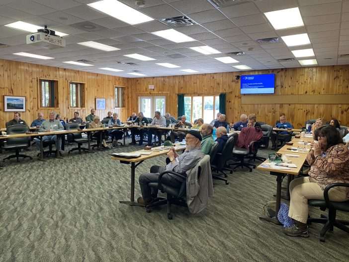 A conference room full of members of the Adirondack Landowners Association in Blue Mountain Lake