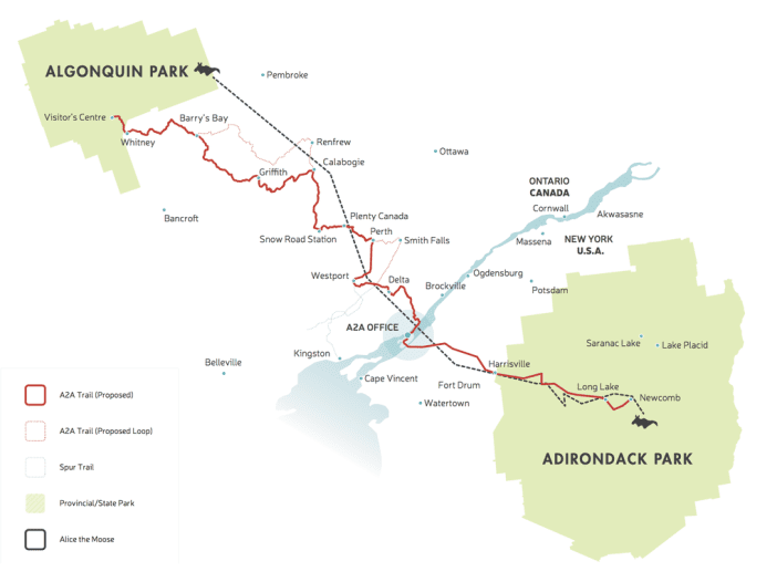 Adirondacks to Algonquin map