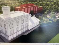 A rendering shows the Paul Smith's Power and Light Building at 1-3 Main St. in the village of Saranac Lake as the Adirondack Park Agency's new headquarters. The agency would build a 19,000-square-foot addition behind it and a new parking lot.