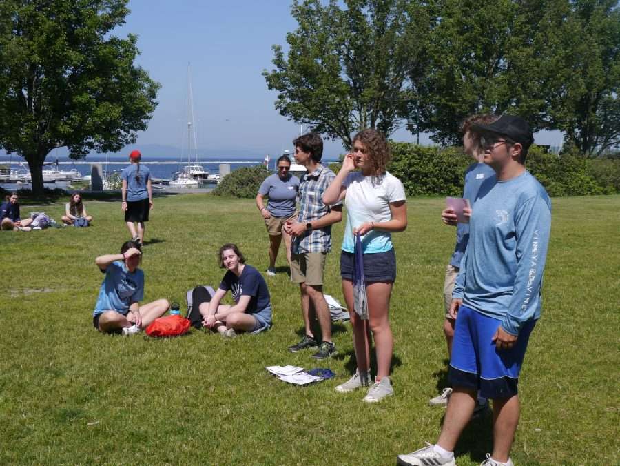 kids play a game in a green field