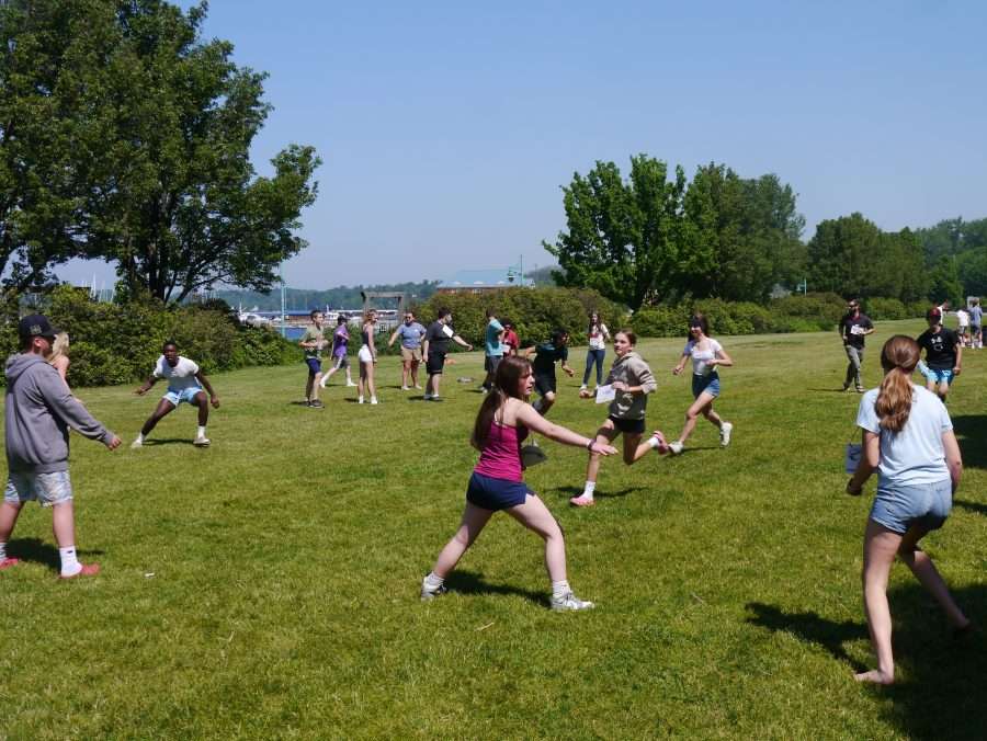 kids playing in a green lawn