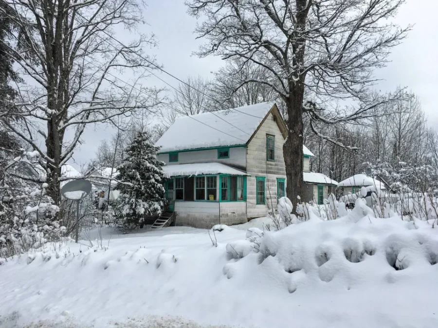 white house in the snow