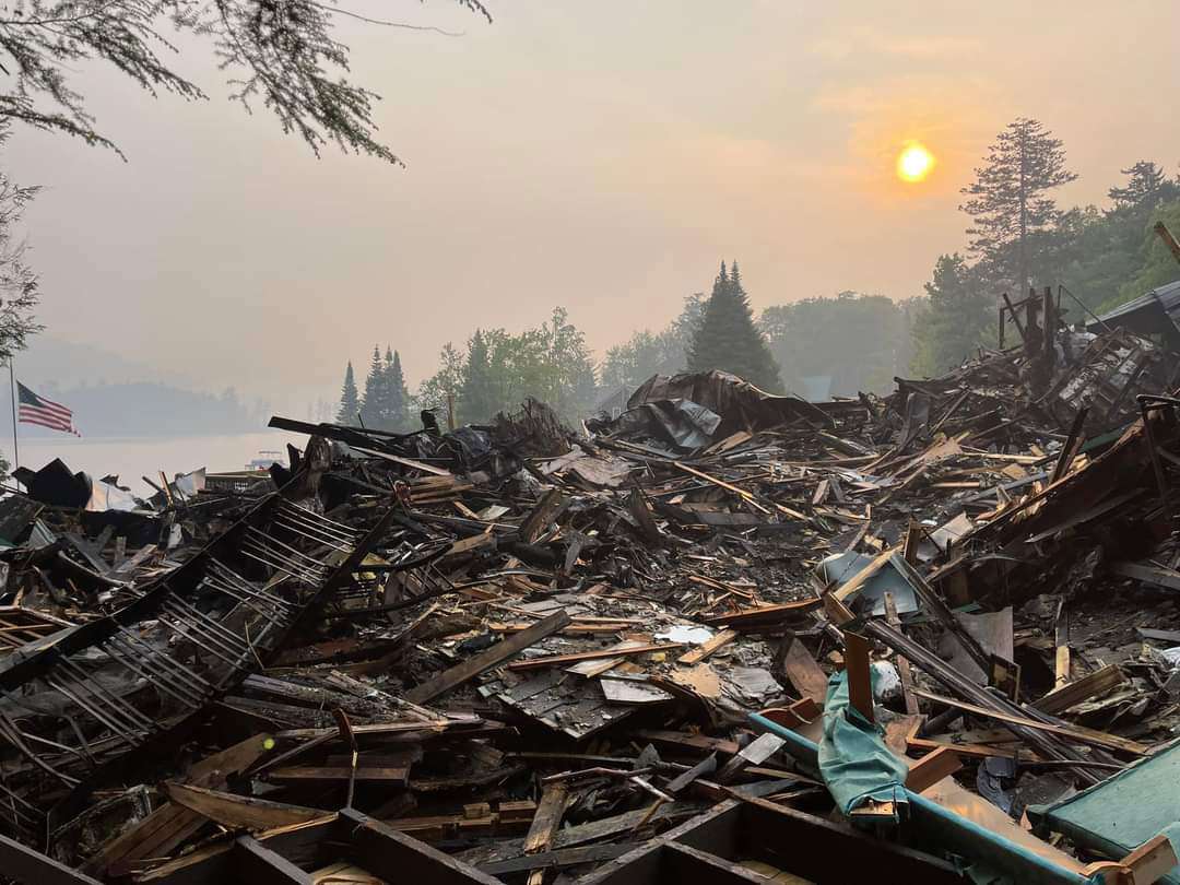 Rubble of the Big Moose Inn following the May 27 fire.