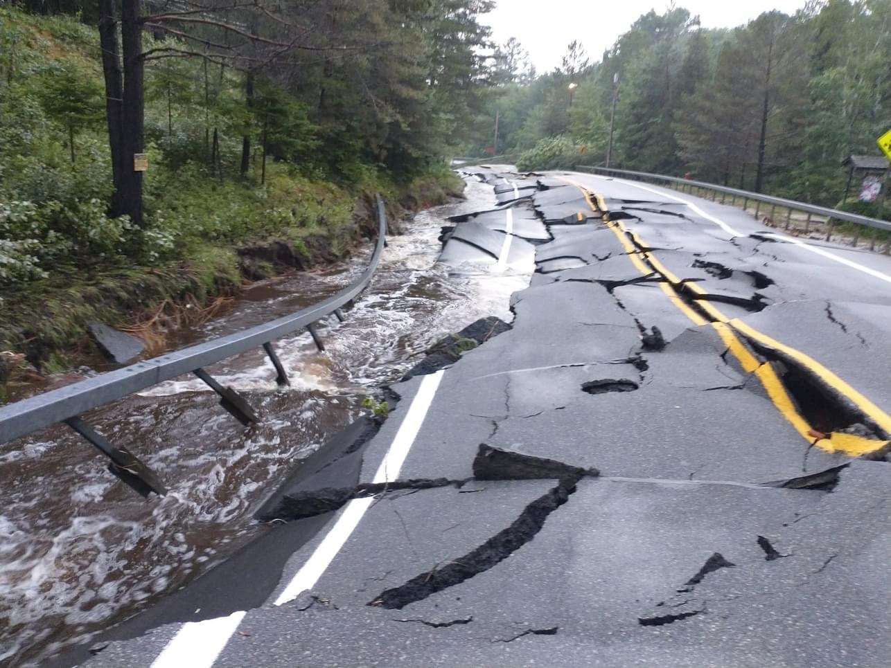 July 2023 rains damaged Adirondack roadways such as State Route 28N in Long Lake.