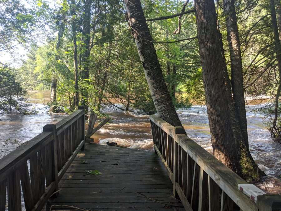 Damage is seen to the Sucker Brook East Bridge at the SUNY ESF Newcomb Campus. Photo by Michael Federice, SUNY ESF Forest Properties