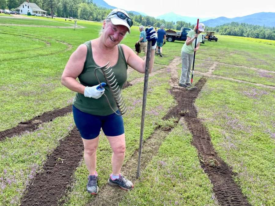 woman with a rake