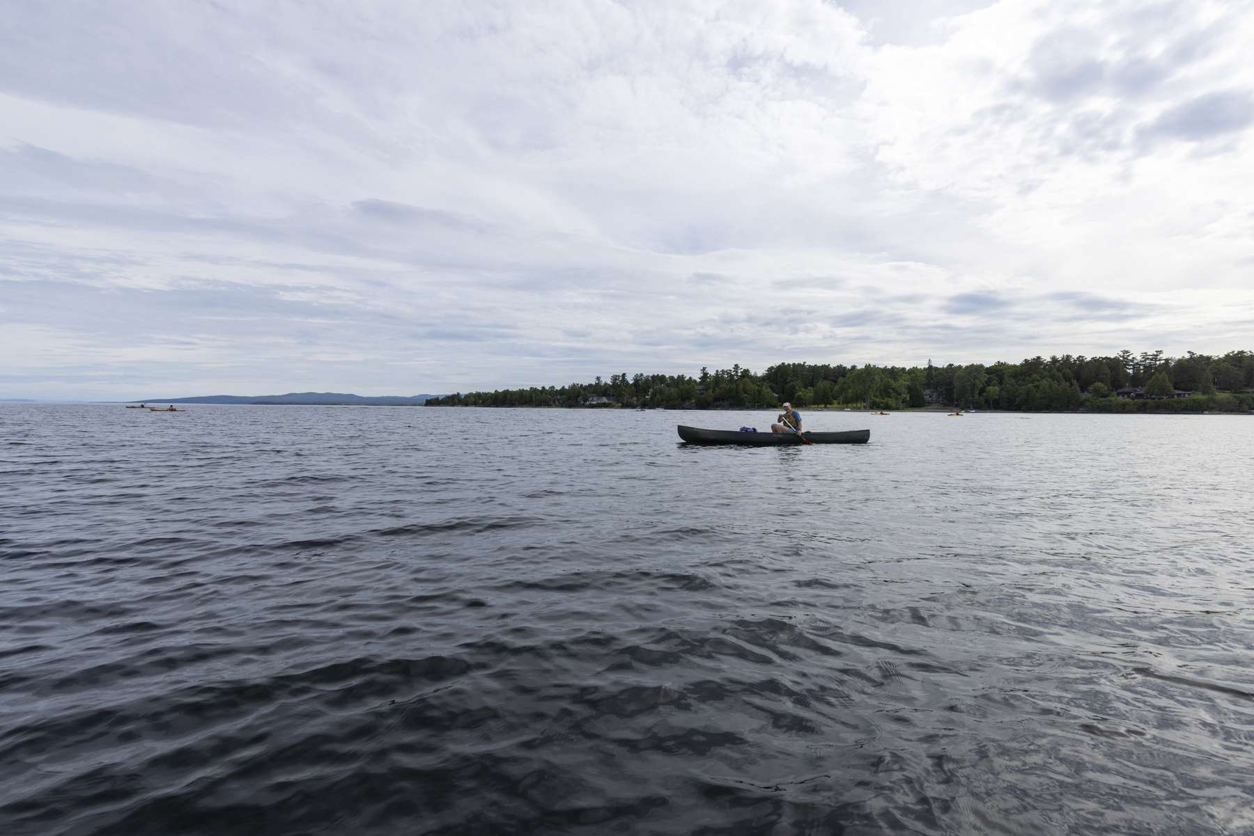 A paddler makes his way toward Valcour Island from the Peru boat launch. 