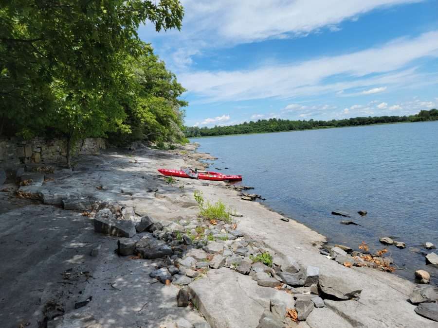 A break in kayaking the Lake Champlain route north. 