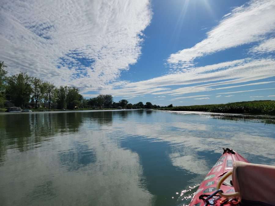 The kayak found calmer waters on the Lake Champlain trip.