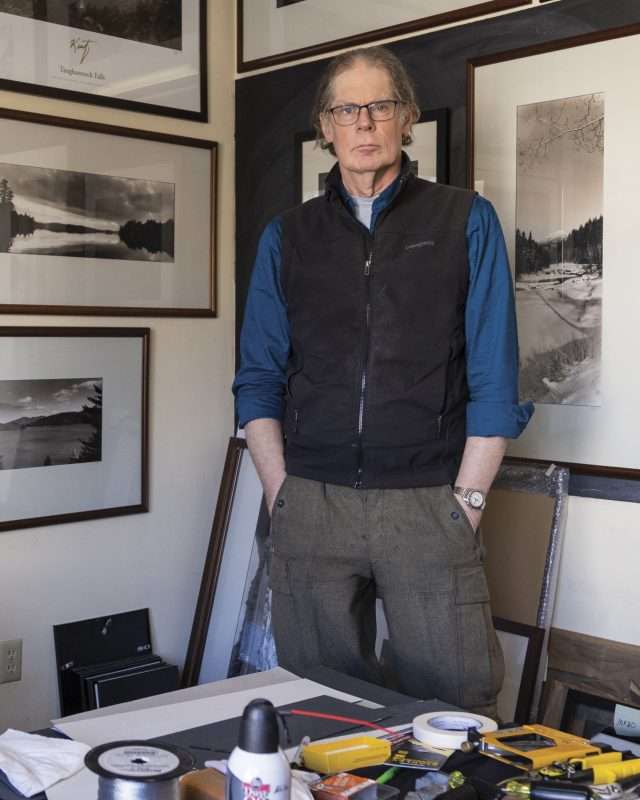 Mark Kurtz in his Saranac Lake studio, which was burglarized twice. Photo by Mike Lynch