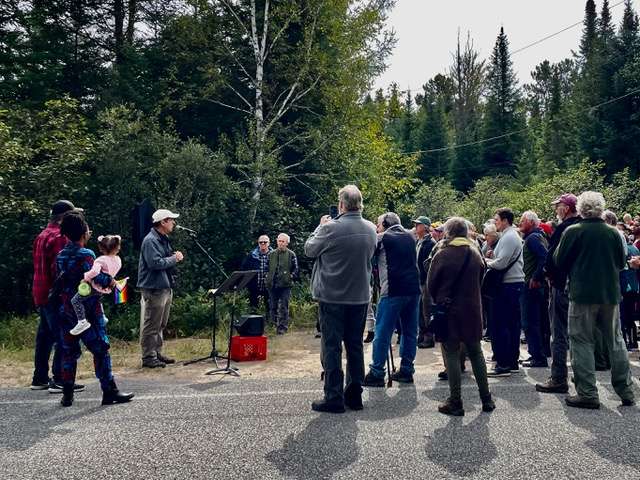 curt stager addresses a crowd