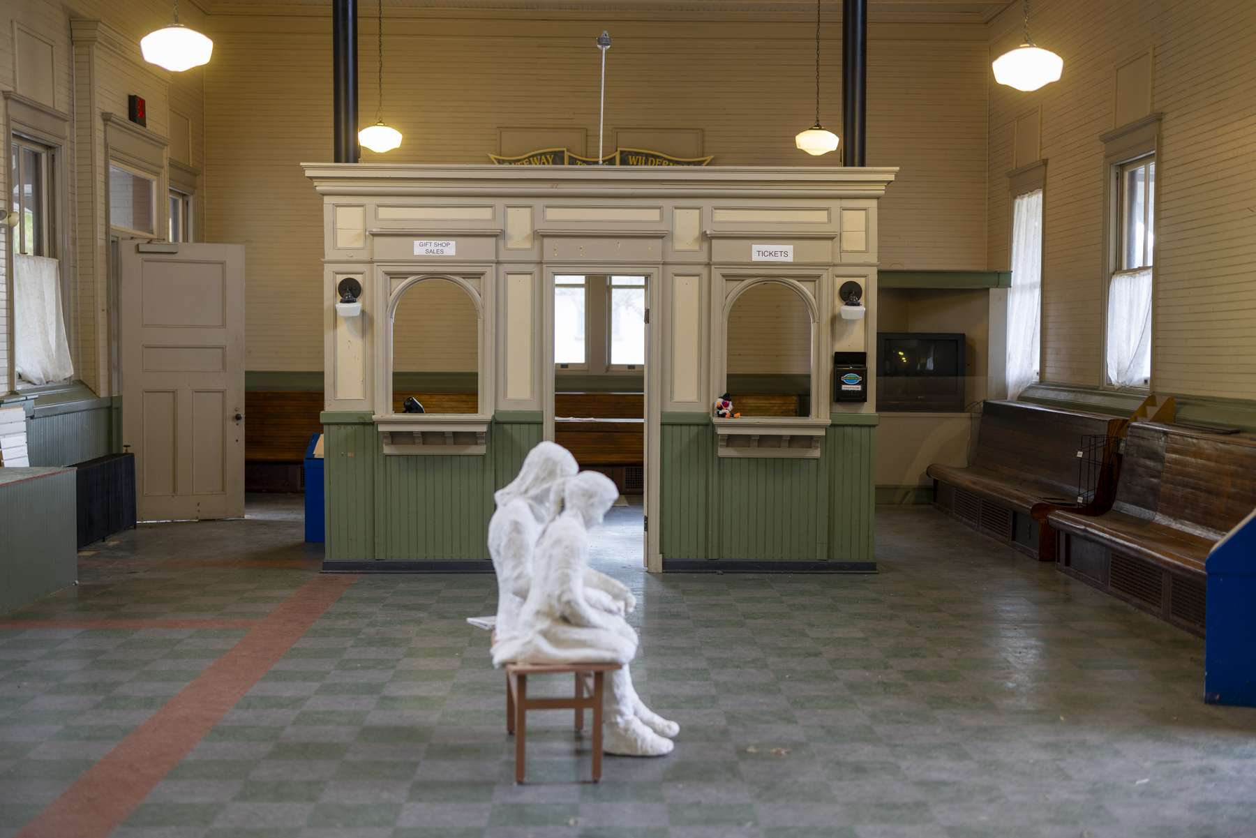 The inside of the former train station in Saranac Lake. Photo by Mike Lynch