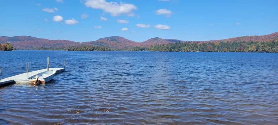 blue mountain lake in fall