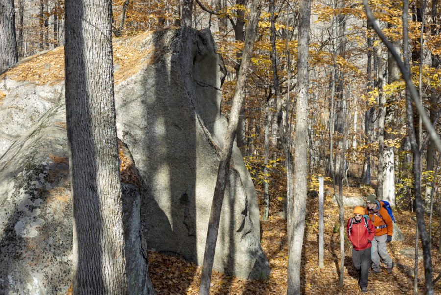 The Ranger Trail meanders through boulders and alongside cliffs. Photo by Mike Lynch