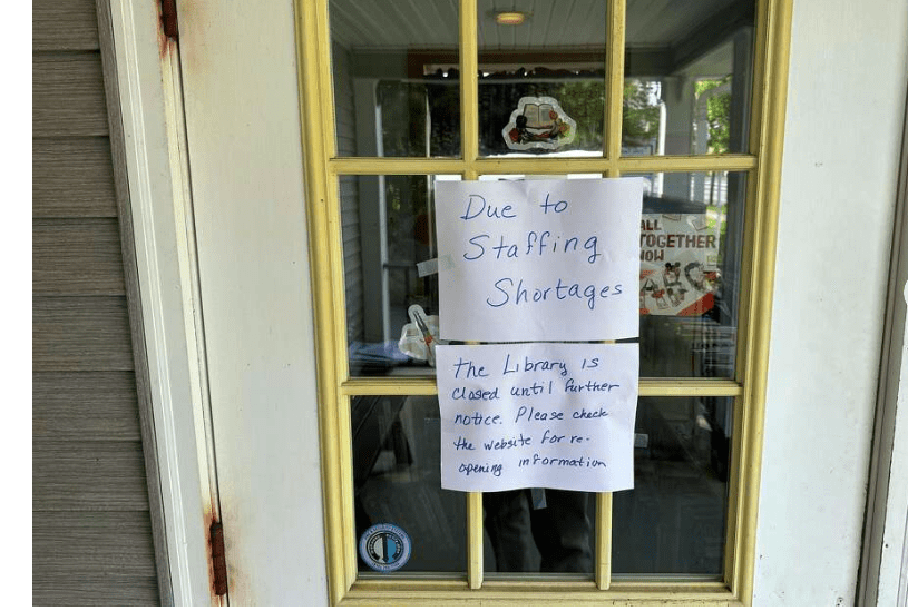 sign on a library door